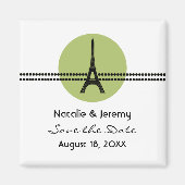 パリモダンシアのドット日付のマグネットを保存する緑 マグネット (正面)