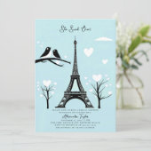 パリロベバードエッフェルウィンターブルーブライダルシャワー 招待状 (スタンド正面)