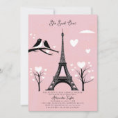 パリロベバードハートエッフェルウィンターブライダルシャワー 招待状 (正面)