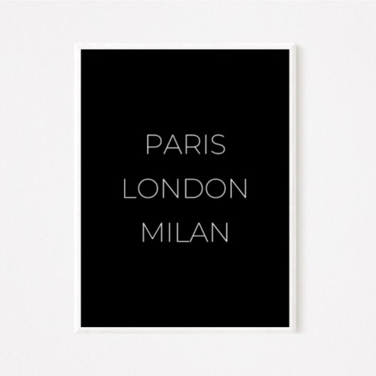 パリロンドンミランミニマリストグラフィック引用文ポスター ポスター