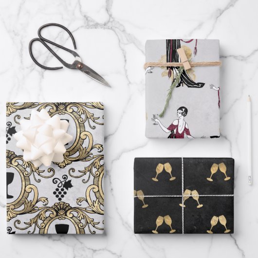 パリワインをテーマにした ラッピングペーパーシート (正面)