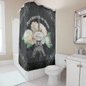 パリヴィンテージアンティークフローラパリエッフェルタワー シャワーカーテン (インサイチュ)