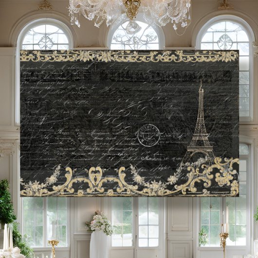 パリヴィンテージエッフェルタワーブラックスクリプトデクページ 薄葉紙