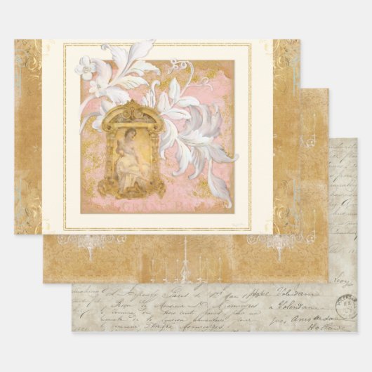 パリヴィンテージギルドロコエフェメラウエレガントーマン ラッピングペーパーシート (セット)