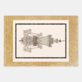 パリヴィンテージシャンデリアトリオブラック金ゴールドデクページ ラッピングペーパーシート (正面3)