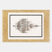 パリヴィンテージシャンデリアトリオブラック金ゴールドデクページ ラッピングペーパーシート (正面)