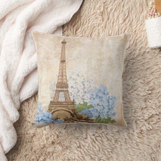 パリヴィンテージブルーアジサイ枕 クッション (ブランケット)