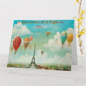 パリヴィンテージ旅行アートの上でバルーニング カード (黄色い花)