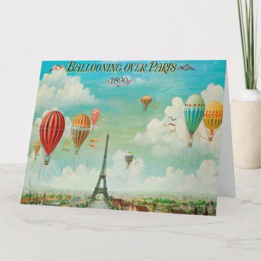パリヴィンテージ旅行アートの上でバルーニング カード (正面)
