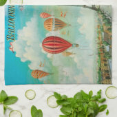 パリヴィンテージ旅行アートの上でバルーニング キッチンタオル (折り畳み)