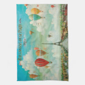 パリヴィンテージ旅行アートの上でバルーニング キッチンタオル (縦)