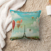 パリヴィンテージ旅行アートの上でバルーニング クッション (ブランケット)