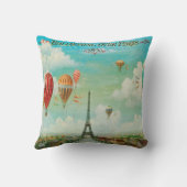 パリヴィンテージ旅行アートの上でバルーニング クッション (裏面)