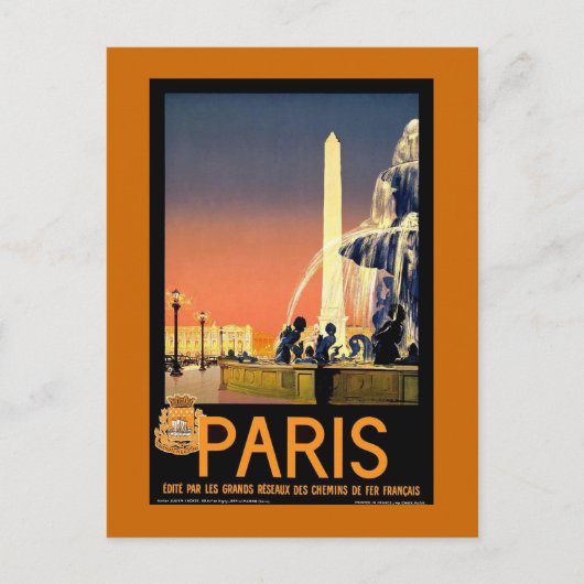 パリヴィンテージ旅行ポスター ポストカード (正面)