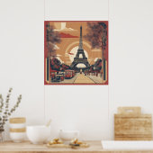 パリヴィンテージ絵を描ズ ポスター (キッチン)