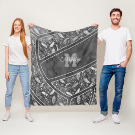 パリーズの羽の花ダークグレーバレーボール フリースブランケット