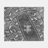 パリーズの羽の花ダークグレーバレーボール フリースブランケット (正面(横))