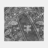 パリーズの羽の花ダークグレーバレーボール フリースブランケット (正面(横))