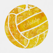 パリーズ羽毛花金ゴールドバレーボール メタルオーナメント (正面)