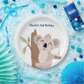 パリー動物，コアラとお誕生日ケーキ ペーパープレート (パーティー)