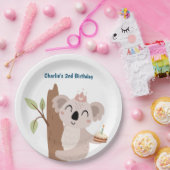 パリー動物，コアラとお誕生日ケーキ ペーパープレート (パーティー)