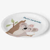 パリー動物，コアラとお誕生日ケーキ ペーパープレート (アングル)