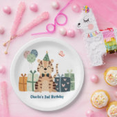 パリー動物、タイガーとギフトとパーティー帽子 ペーパープレート (パーティー)