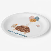 パリー動物,風船とパーティー帽子と亀 ペーパープレート (アングル)