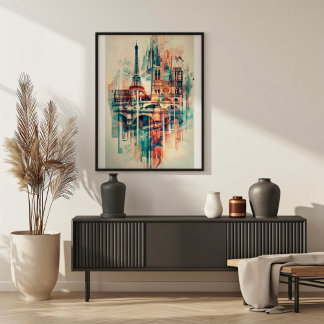 パリ交響曲:エッフェルタワーとノートルダム ポスター