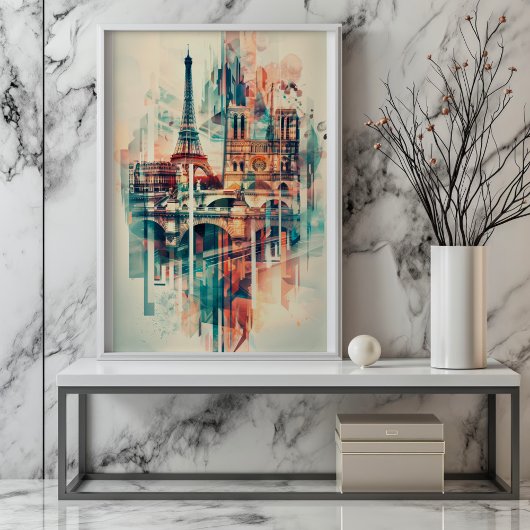 パリ交響曲:エッフェルタワーとノートルダム ポスター