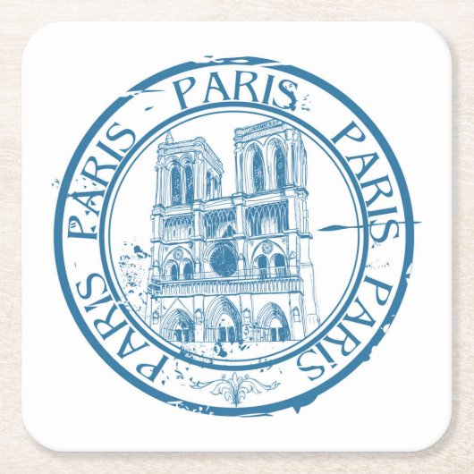 パリ切手 スクエアペーパーコースター (正面)