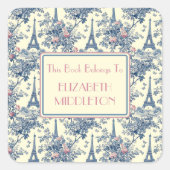 パリ名門私立校風のサントワールエッフェルタワー蔵書票 スクエアシール (正面)