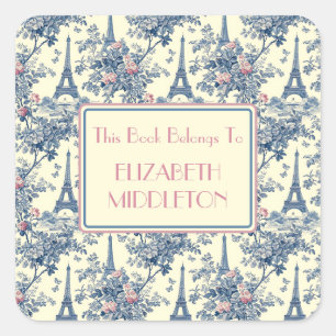 パリ名門私立校風のサントワールエッフェルタワー蔵書票 スクエアシール