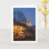 パリ回転木馬折り空白の返しグリーティングカード カード (黄色い花)