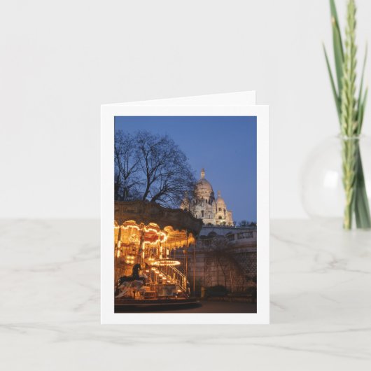 パリ回転木馬折り空白の返しグリーティングカード カード (正面)