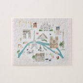 パリ図解入りの、写真付きのポスターの地図 ジグソーパズル (横)