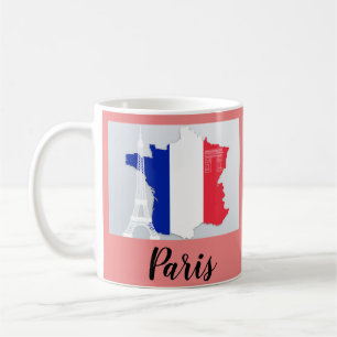 パリ国旗の地図エッフェルタワー コーヒーマグカップ