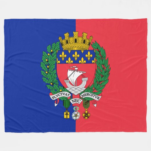 パリ国旗（フランス） フリースブランケット (正面(横))