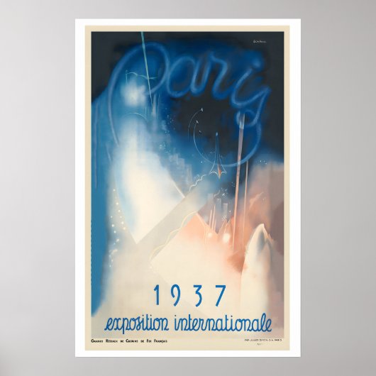 パリ国際博覧会 フランス ヴィンテージ アート ポスター (正面)
