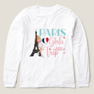 パリ女子旅2026 - かわいいエッフェル塔 アニメ デ トライブレンドTシャツ