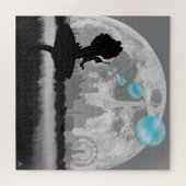 パリ小さな女の子メイキングブルーバブルアートパズル ジグソーパズル (横)