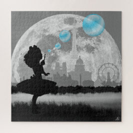 パリ小さな女の子メイキングブルーバブルアートパズル ジグソーパズル