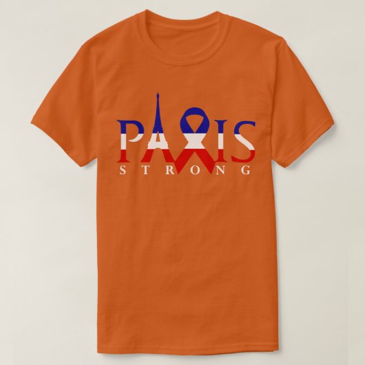 パリ強旗フランスのエッフェルタワーサポート Tシャツ (デザイン正面)