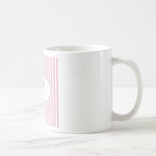 「パリ愛してるよ」 – ピンクストライプ色 コーヒーマグカップ (右)