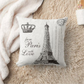 パリ愛タイポグラフィのヴィンテージのフランス人のエッフェル塔 クッション (ブランケット)