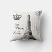パリ愛タイポグラフィのヴィンテージのフランス人のエッフェル塔 クッション (裏面)