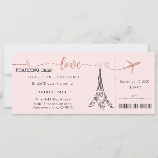 パリ招待状ブライダルシャワー招待 招待状 (正面)