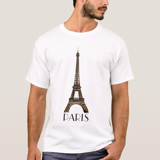パリ文字とエッフェルタワーTシャツ Tシャツ (正面)