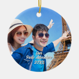 パリ旅行の思い出の写真入りクリスマスツリー セラミックオーナメント