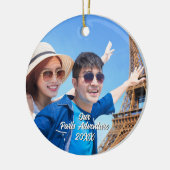 パリ旅行の思い出の写真入りクリスマスツリー セラミックオーナメント (左)